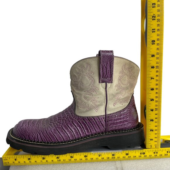Ariat Leather Purple Ivory Fatbaby Western Cowgirl Cowboy Boots Women's 7.5 B - Picture 11 of 12